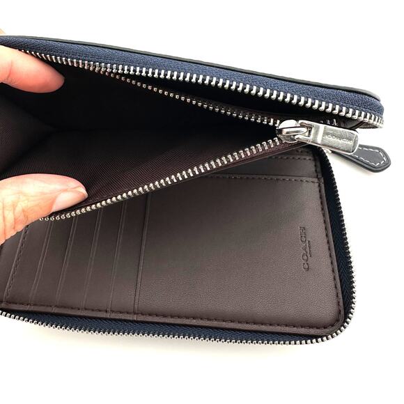 Coach Medium Id Zip Wallet In Signature Canvas Denim Midnight 88913 - Picture 4 of 6